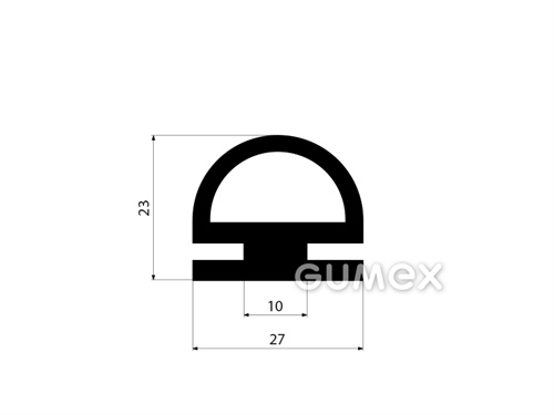 Pryžový profil tvarový s dutinkou, 23x27mm, 70°ShA, EPDM, -40°C/+100°C, černý